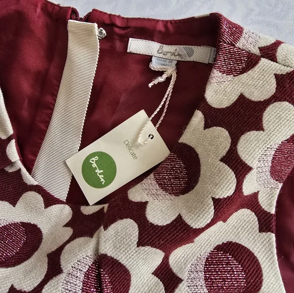 NWT Boden Harriet Daisy Jacquard Sheath Dress Size 8P (Med Petite) Cream/Mauve - Picture 7 of 13